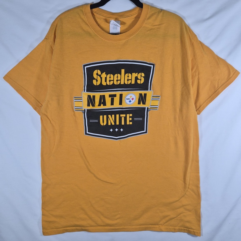 Pittsburgh Steelers Nation Unite Gold T-Shirt Gildan Heavy Cotton Size L